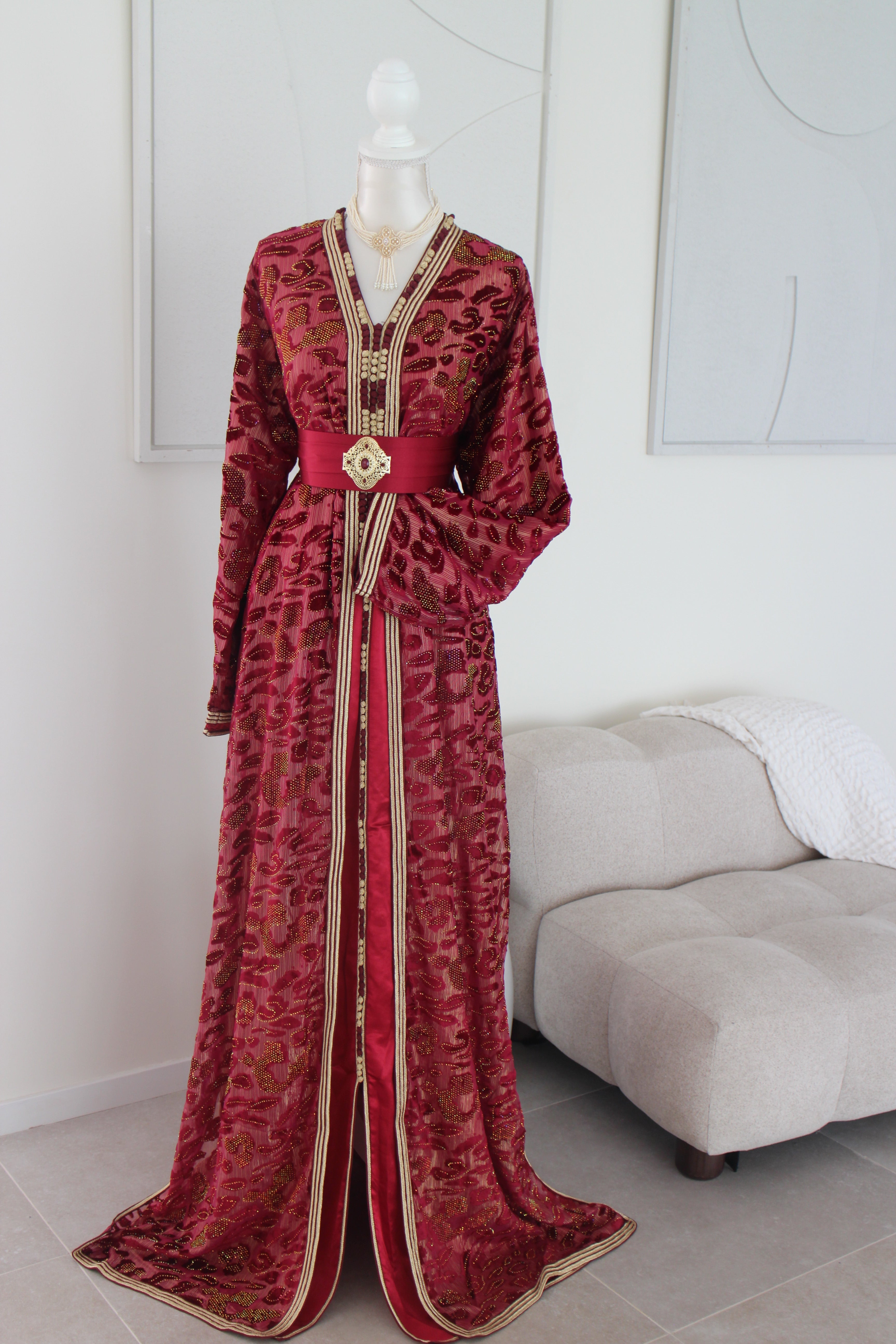 Burgundy leopard dress